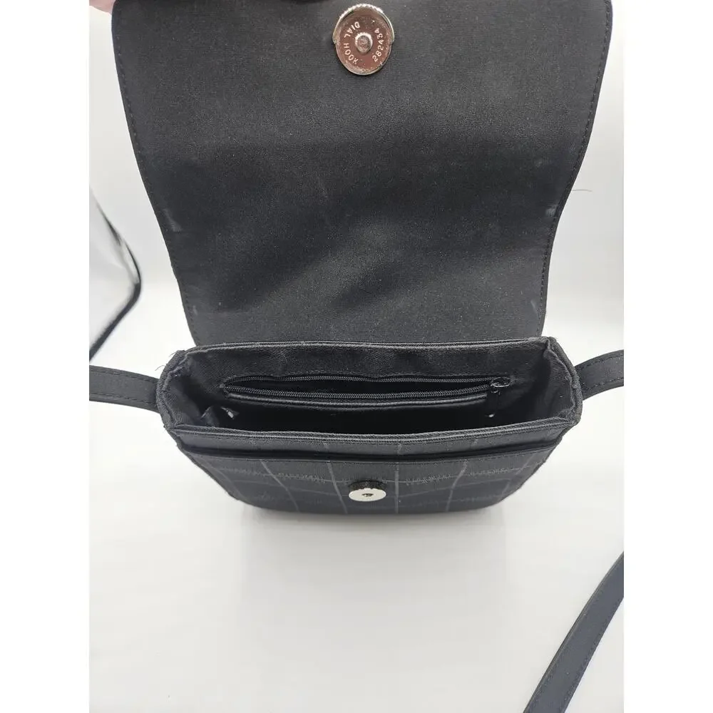 Nine West Women's Black Crossbody Bag Square‎ Pockets Magnet Snap Close